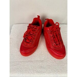 Fila Disruptor 2 Chunky Sneakers Red Leather Lace Up Athletic Shoes Womens 8